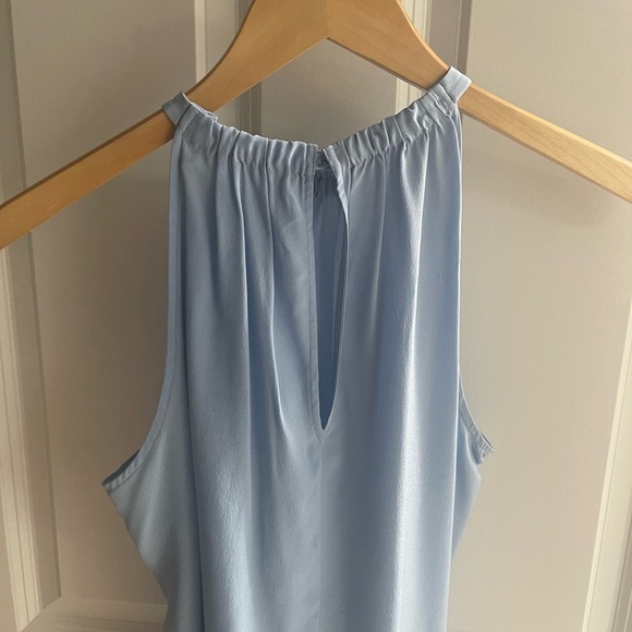Diane Von Furstenberg DvF Baby Blue Silk Halter Pania Button Back Drape Small - Picture 7 of 8